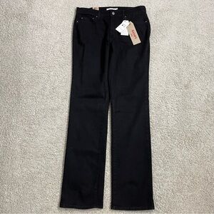NWT! Women's LEVIS 505 STRAIGHT Mid Rise BLACK 5 Pocket STRETCH Denim JEANS 10 L